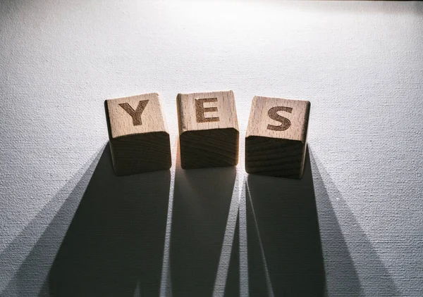 Yes Word Written Wood Blocks — Stock Photo, Image