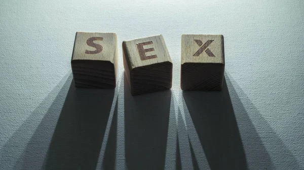 Sexo Palabra Escrita Bloques Madera — Foto de Stock