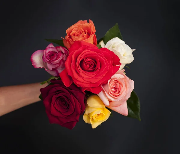 Букет Квітів Троянд Вид Зверху — стокове фото