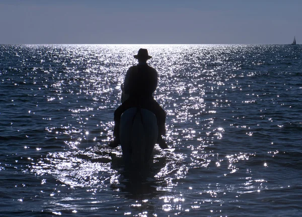 Αναβάτης άλογο στη θάλασσα — Φωτογραφία Αρχείου
