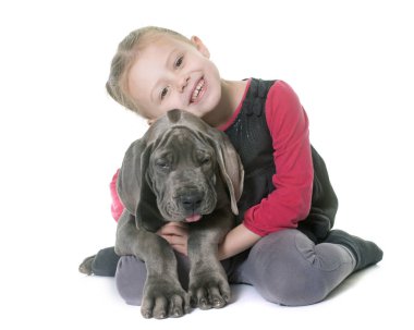 köpek yavrusu Danua ve çocuk