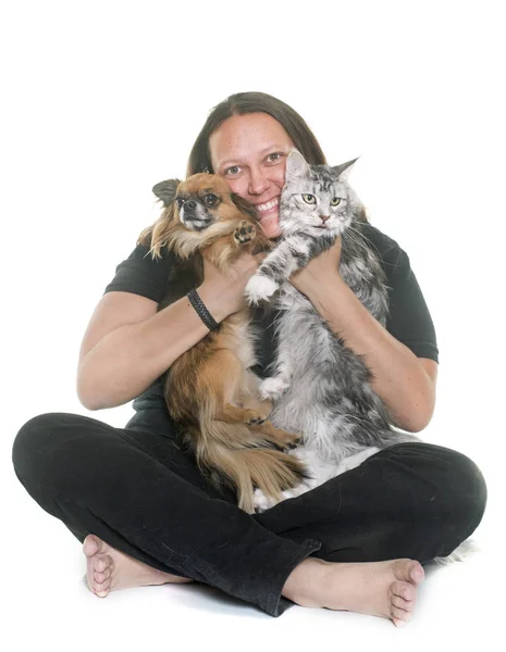 Woman and pet — Stock Photo, Image