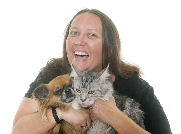 Woman and pet — Stock Photo, Image