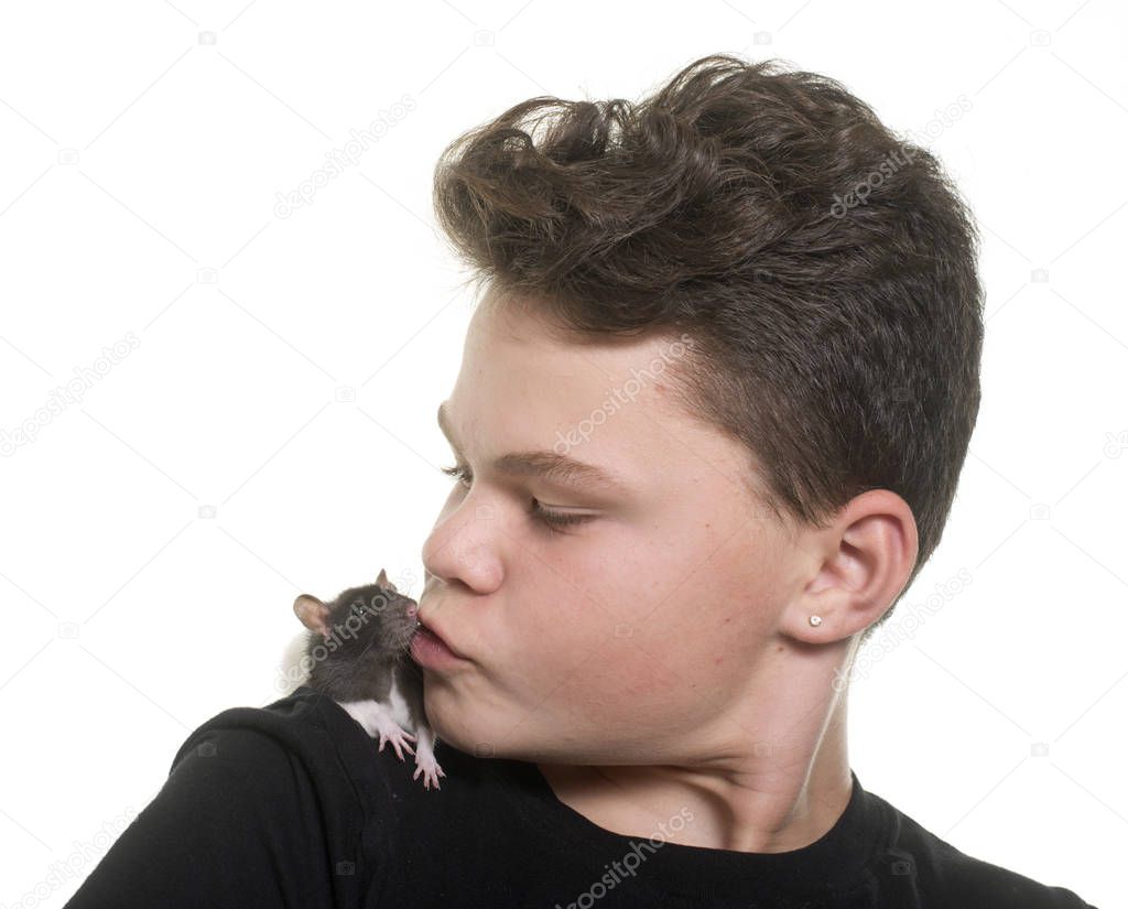 black and white rat and teen