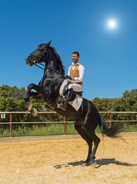 Formação de homem de equitação — Fotografia de Stock