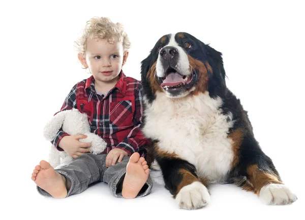 Pequeño niño y perro — Foto de Stock