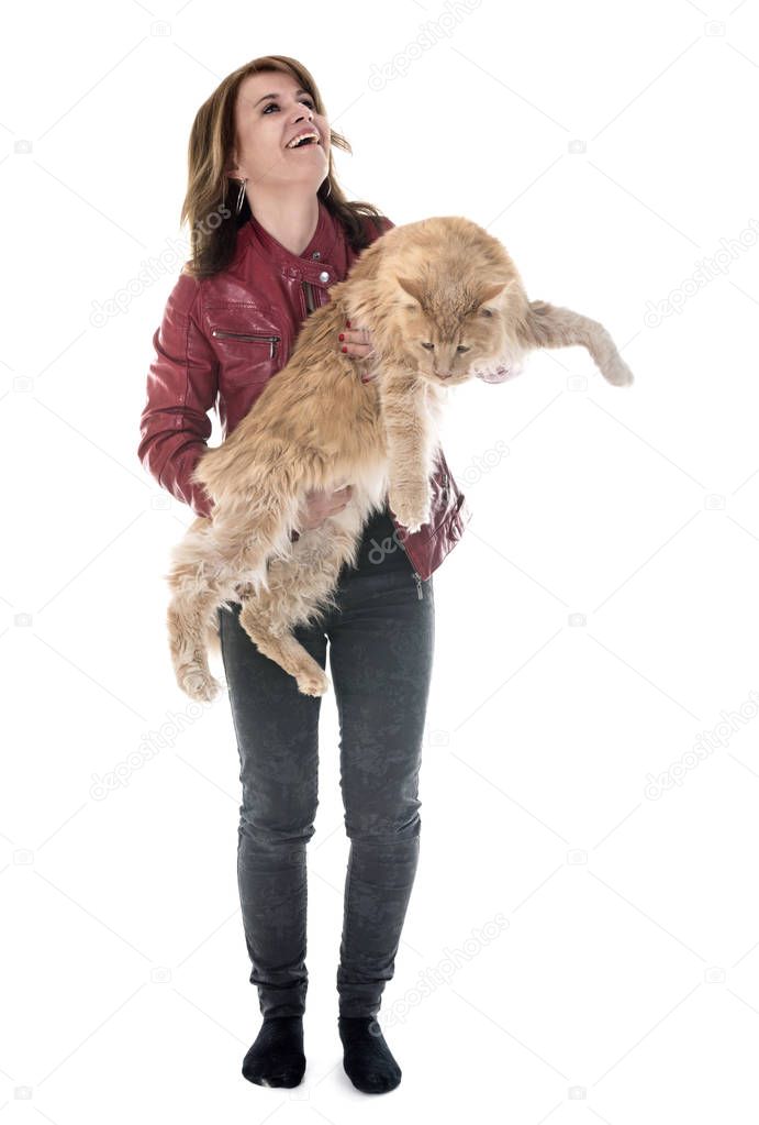 woman and cat