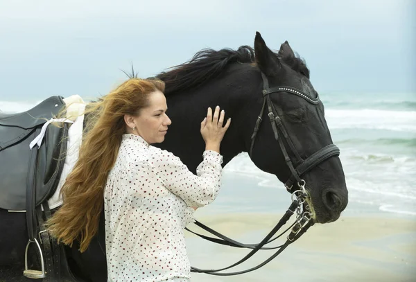 Equitazione ragazza e cavallo — Foto Stock