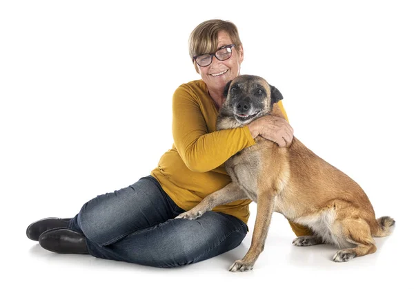 Malinois e mulher — Fotografia de Stock