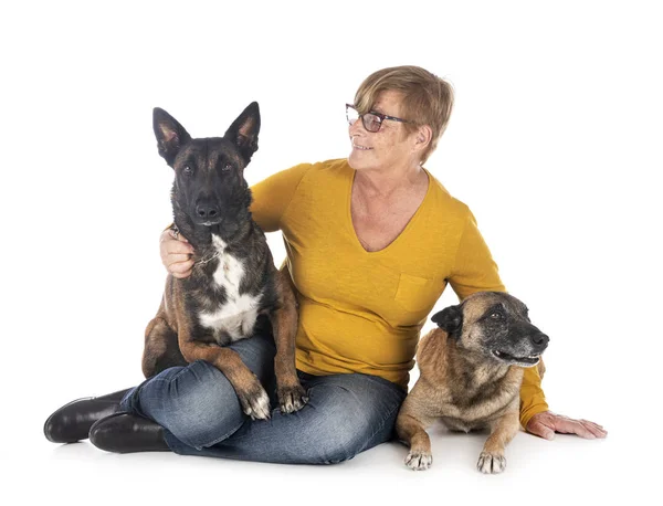 Malinois och kvinna — Stockfoto