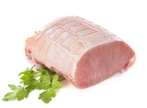 Carne Porco Assada Frente Fundo Branco — Fotografia de Stock