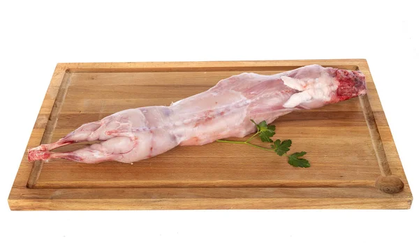 Carne Coniglio Davanti Allo Sfondo Bianco — Foto Stock