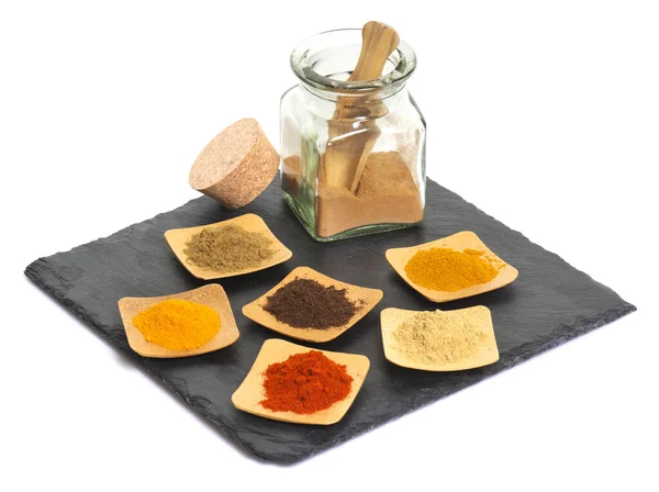 Group Spice Front White Background — Stock Photo, Image