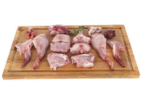 Rabbit Meat Front White Background — Stock Photo, Image