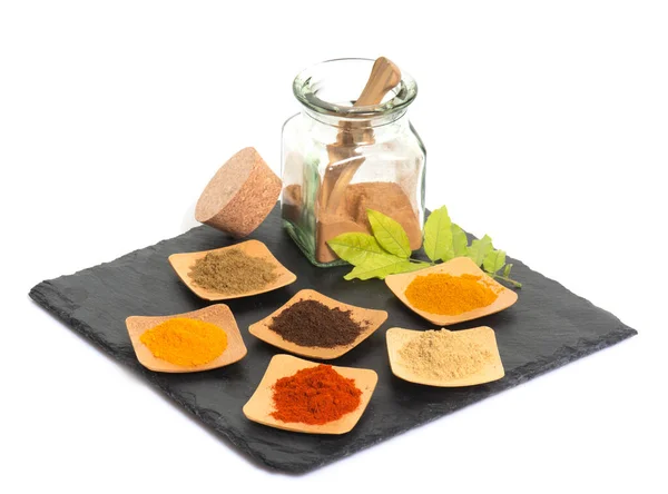 Group Spice Front White Background — Stock Photo, Image