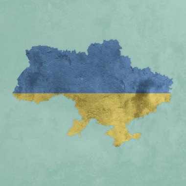 Dokulu harita ve Ukrayna bayrağı