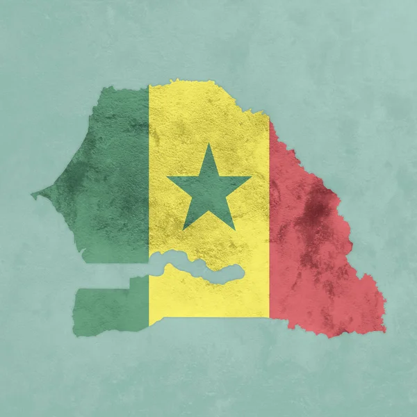 Textured map and flag of Senegal