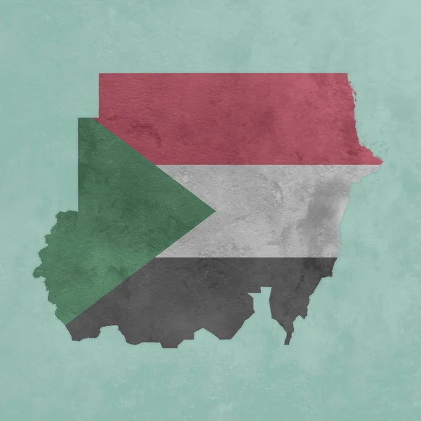 Textured map and flag of Sudan