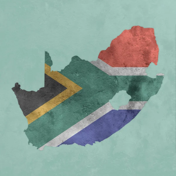 Mapa texturizado y bandera de Sudáfrica — Foto de Stock