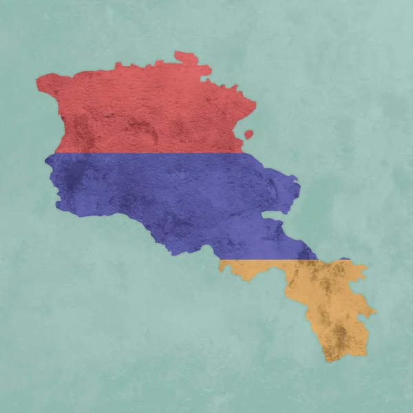 Ανάγλυφο χάρτη της Αρμενίας με σημαία — Φωτογραφία Αρχείου