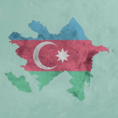 Azerbaycan bayrağı ile dokulu Haritası