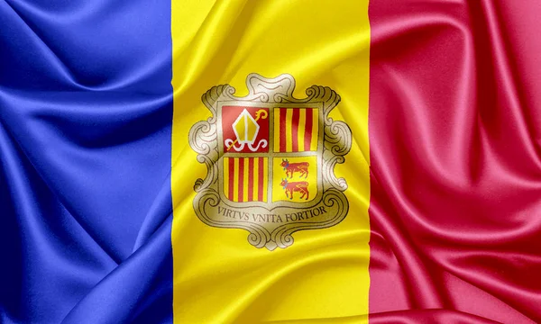 Waving flag of Andorra — Stock Photo, Image