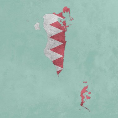 Bahreyn bayrağı ile dokulu Haritası