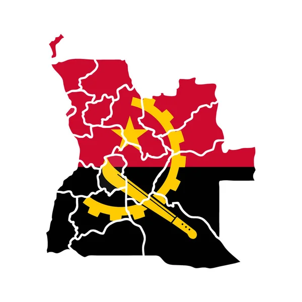 Ilustración Mapa Angola Con Bandera — Foto de Stock