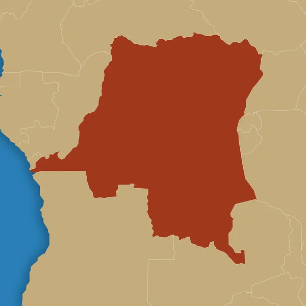 Mapa de la República Democrática del Congo —  Fotos de Stock