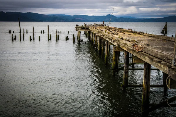 Antiguo Muelle Hacia Océano Pacífico Atardecer —  Fotos de Stock