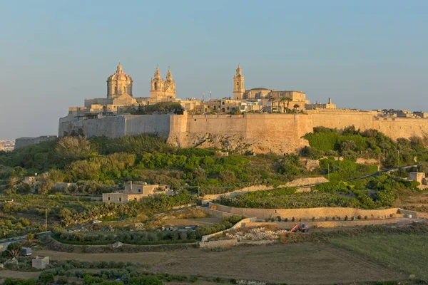 Mdina Középkori Városa Máltán Alkonyatkor Stock Kép