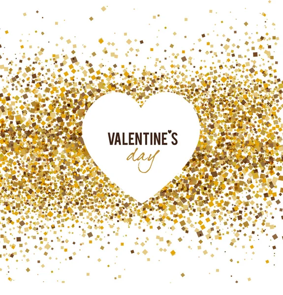 День Святого Валентина Вітальна Листівка Золотими Блискітками Вектор Ілюстрація — стоковий вектор