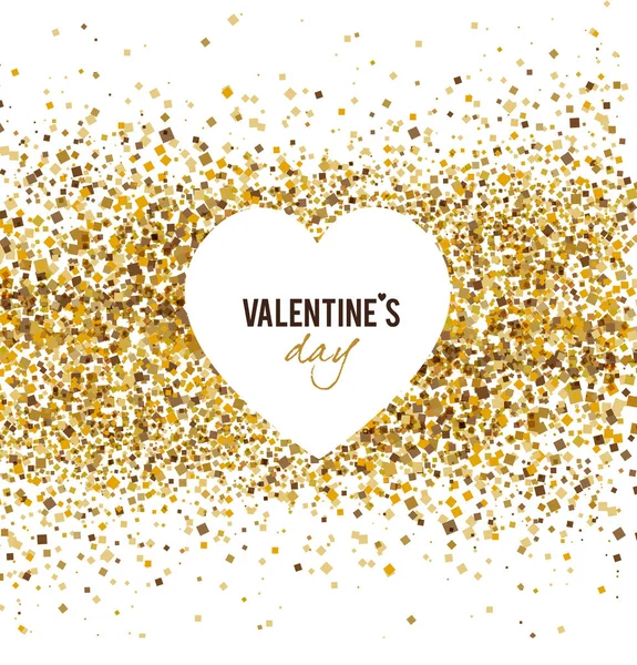 Carte Voeux Saint Valentin Avec Paillettes Dorées Vecteur Illustration — Image vectorielle