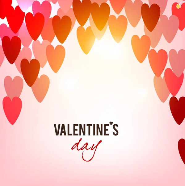 Tarjeta Felicitación Del Día San Valentín Con Corazones Coloridos Vector — Vector de stock