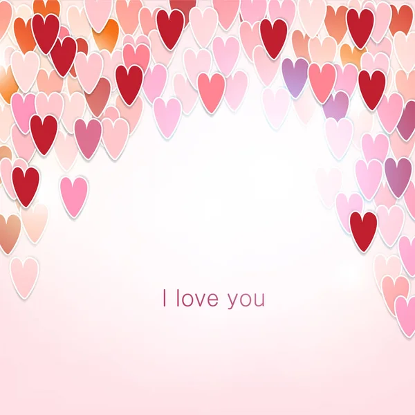 Dia Dos Namorados Cartão Saudação Com Corações Coloridos Inscrição Amo — Vetor de Stock