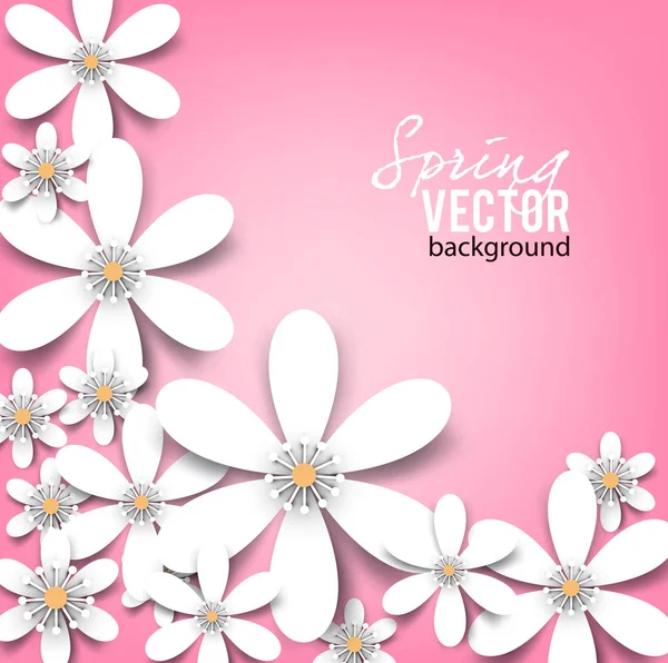 Beautiful Background White Spring Flowers — Stock Vector