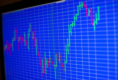 Mali grafik bilgisayar monitör ekranında. Arka plan hisse senedi c