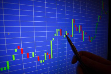 Mali grafik bilgisayar monitör ekranında. Arka plan hisse senedi c