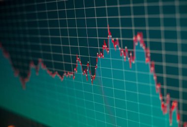 Mali grafik bilgisayar monitör ekranında. Arka plan hisse senedi c