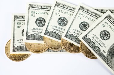 Altın bitcoin sikke yakın çekim