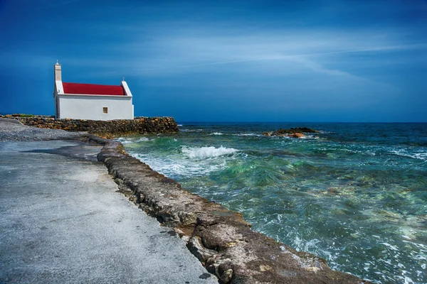 Kleine Kirche Meer Chersonissos Auf Der Insel Beton Griechenland — Stockfoto