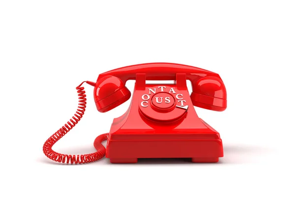 Old style phone with contact us words. 3D rendering. — Stock Photo, Image