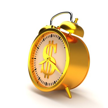 Altın çalar saat. 3D render.