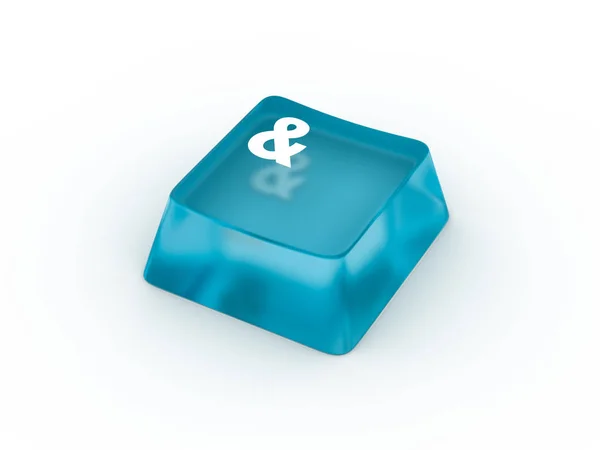 Ampersand símbolo no botão do teclado. Renderização 3D — Fotografia de Stock
