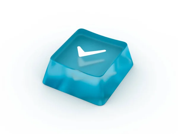 Σύμβολο σημάδι επιλογής στο κουμπί πληκτρολόγιο. 3D rendering — Φωτογραφία Αρχείου