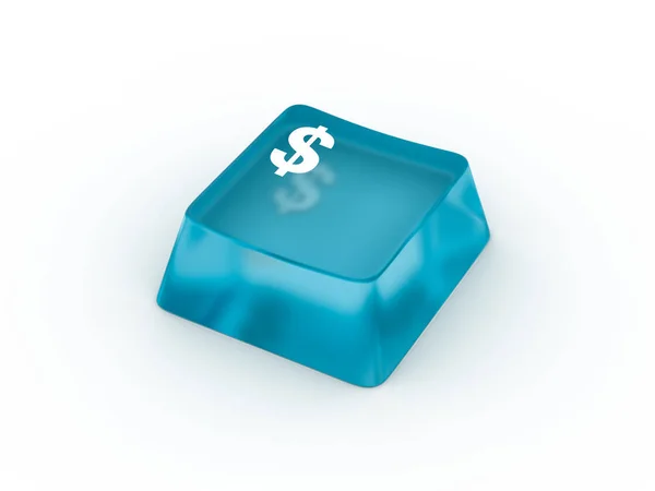 Dollar symbol on keyboard button. 3D rendering — Stock Photo, Image