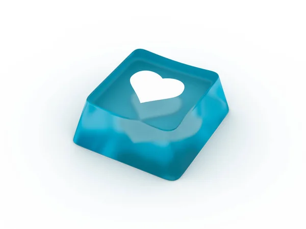 Simbolo del cuore sul pulsante della tastiera. Rendering 3D — Foto Stock