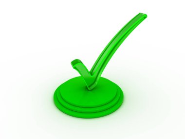 Onay işareti simgesi. 3D render