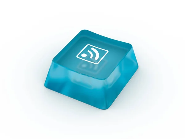 Simbolo wifi sul pulsante della tastiera. Rendering 3D — Foto Stock