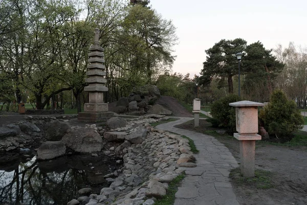 Japonské Náměstí Začátku Jara Ráno Kyjevě Ukrajina — Stock fotografie